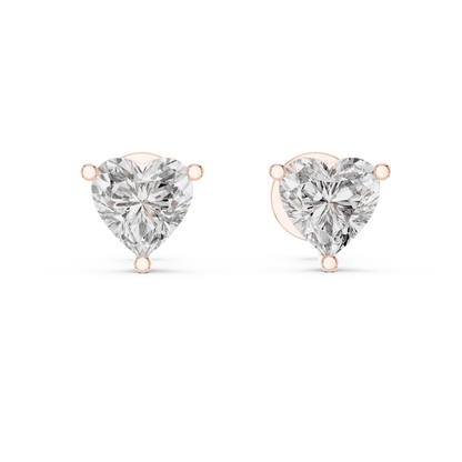 Heart-Shaped Diamond Stud Earrings