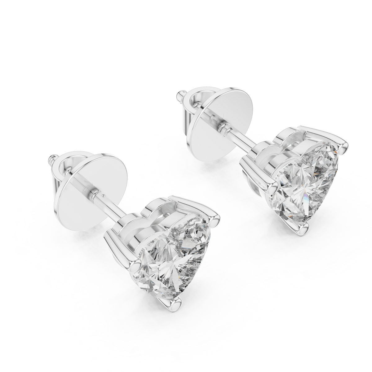 Heart-Shaped Diamond Stud Earrings