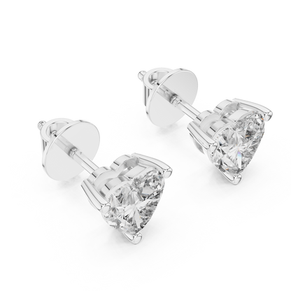 Heart-Shaped Diamond Stud Earrings