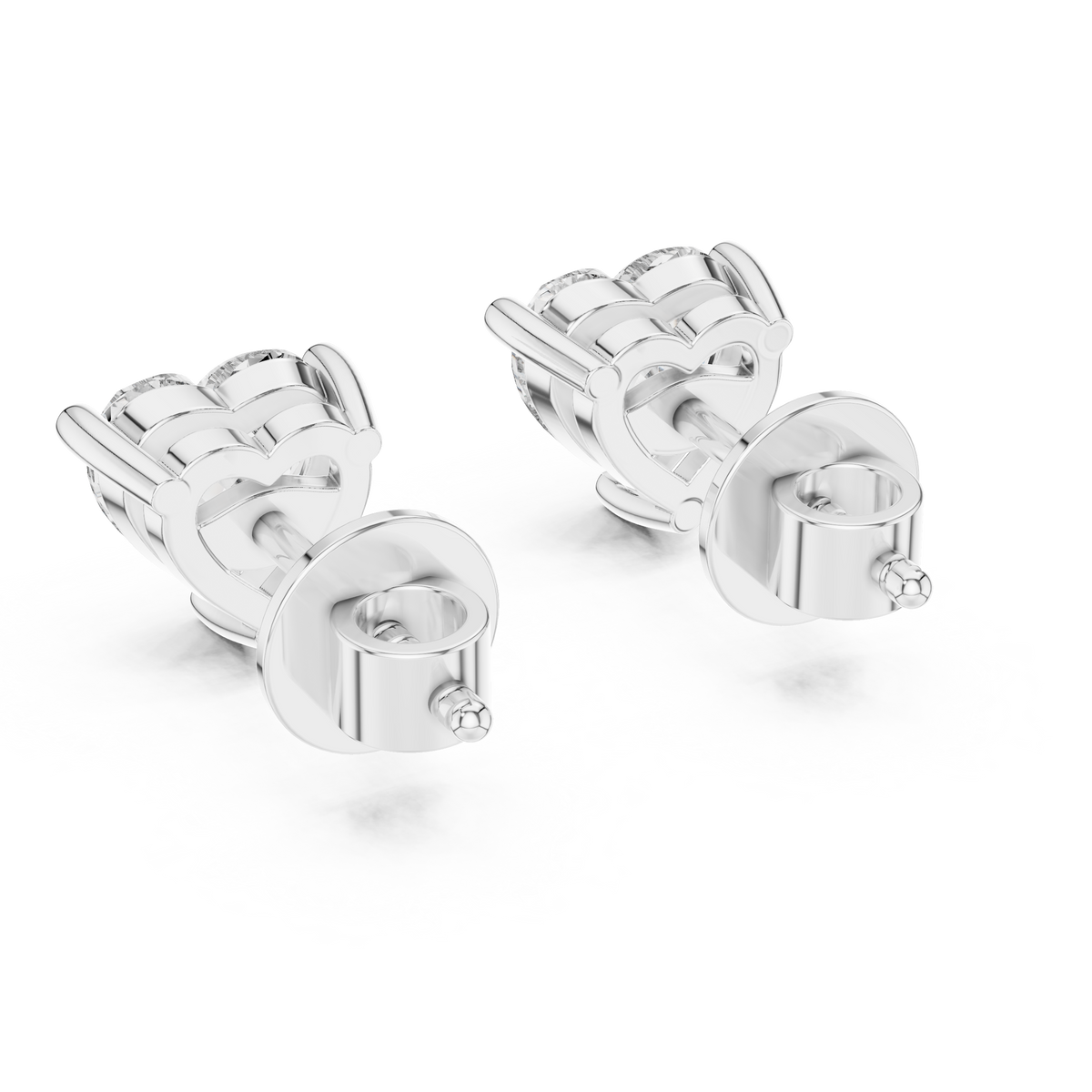 Heart-Shaped Diamond Stud Earrings