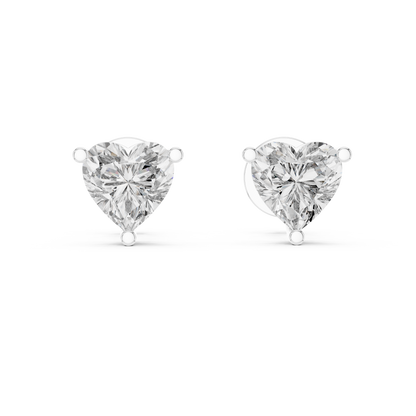 Heart-Shaped Diamond Stud Earrings