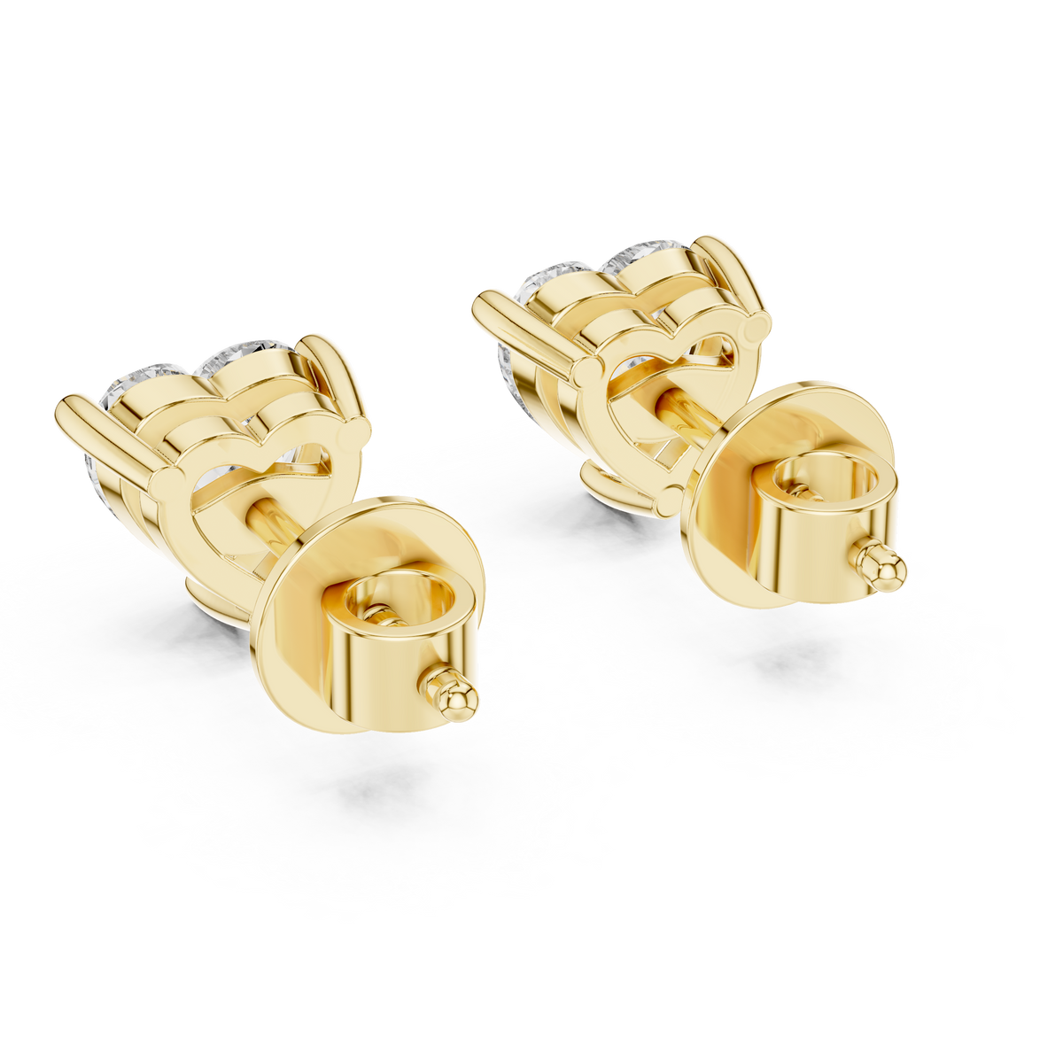 Heart-Shaped Diamond Stud Earrings