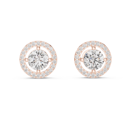 Round Brilliant Floating Halo Diamond Stud Earrings