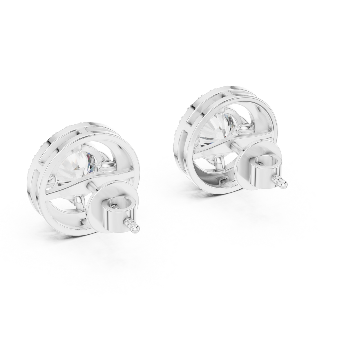 Round Brilliant Floating Halo Diamond Stud Earrings