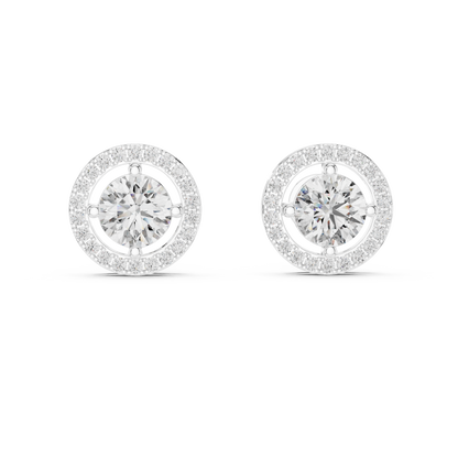 Round Brilliant Floating Halo Diamond Stud Earrings