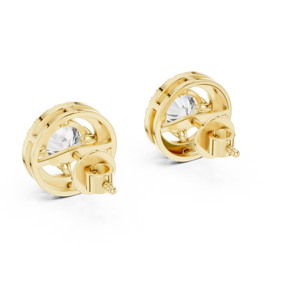 Round Brilliant Floating Halo Diamond Stud Earrings