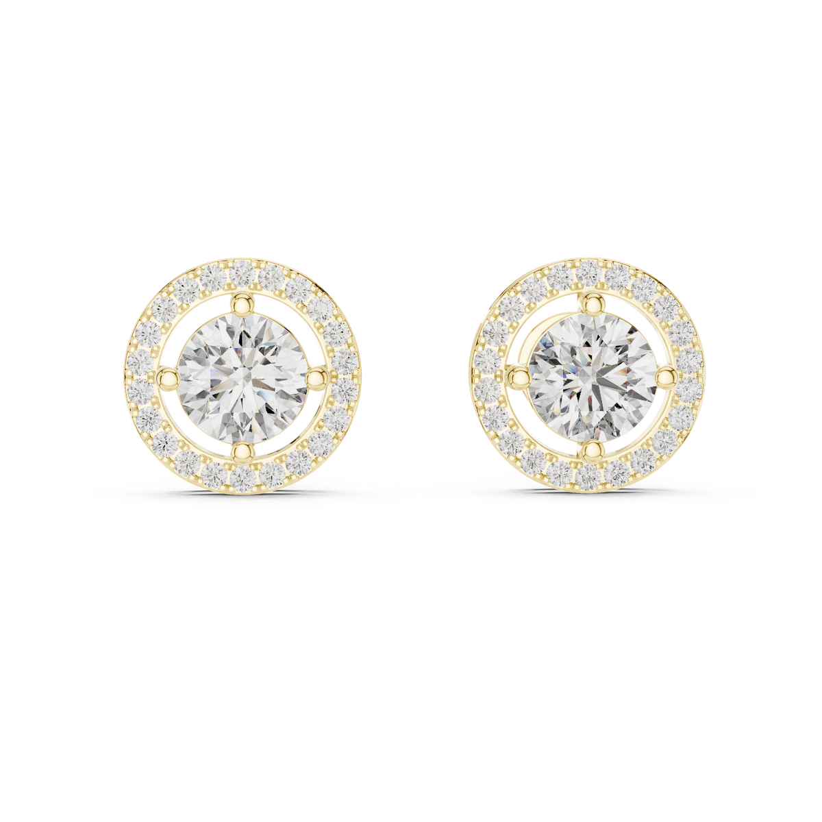 Round Brilliant Floating Halo Diamond Stud Earrings