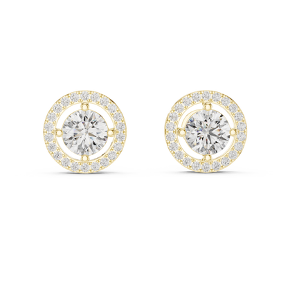 Round Brilliant Floating Halo Diamond Stud Earrings