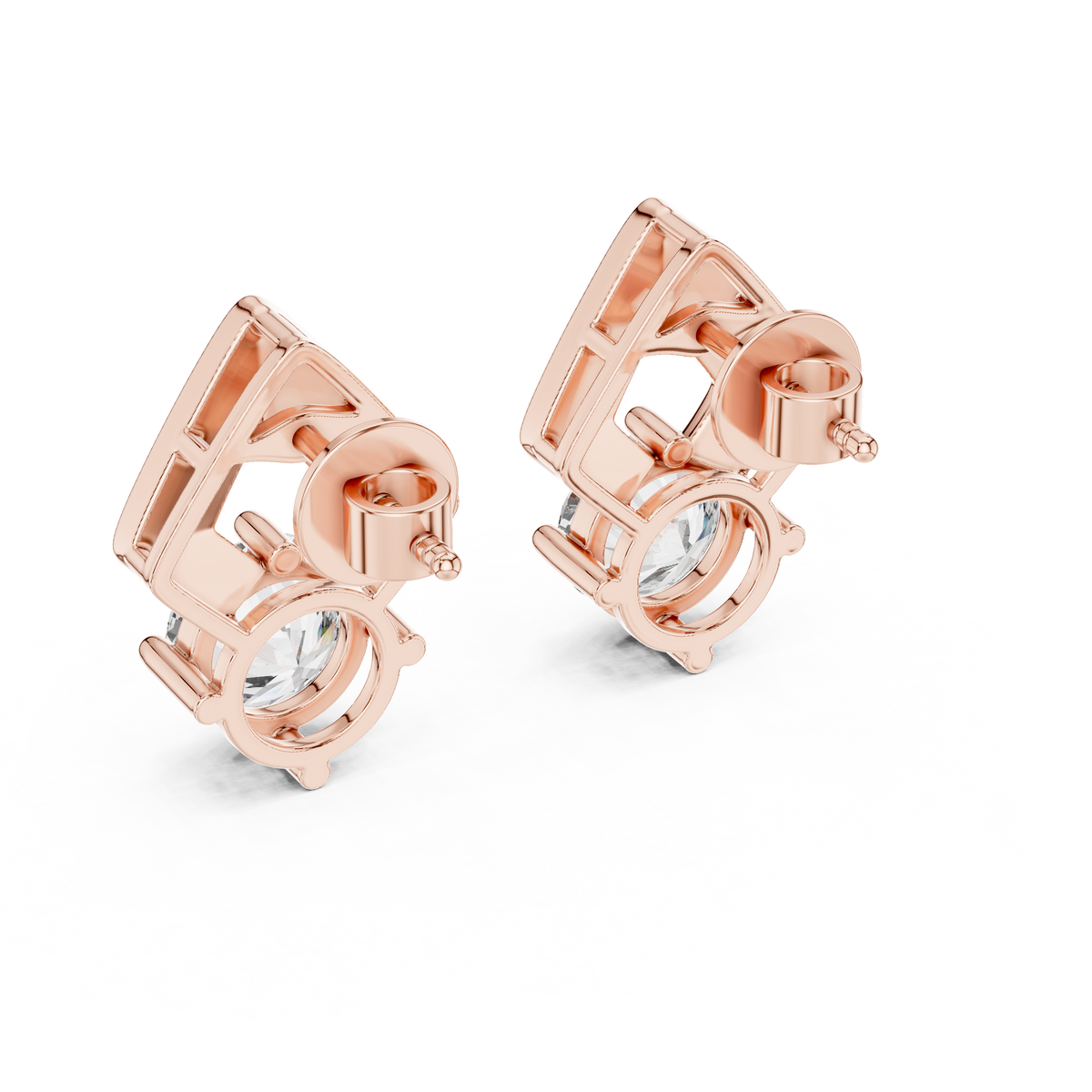 Geometric Chevron Diamond Stud Earrings