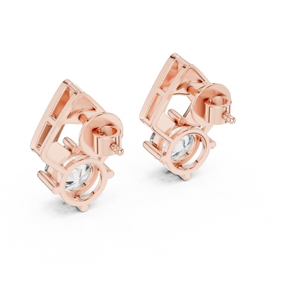 Geometric Chevron Diamond Stud Earrings