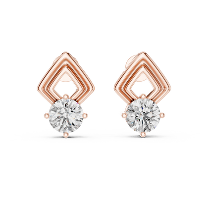 Geometric Chevron Diamond Stud Earrings