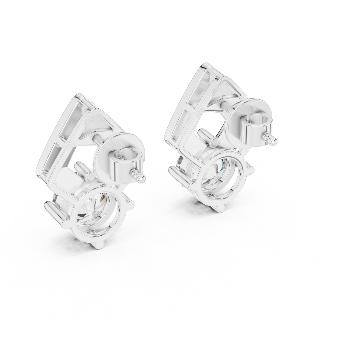 Geometric Chevron Diamond Stud Earrings