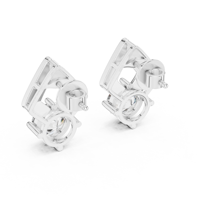 Geometric Chevron Diamond Stud Earrings