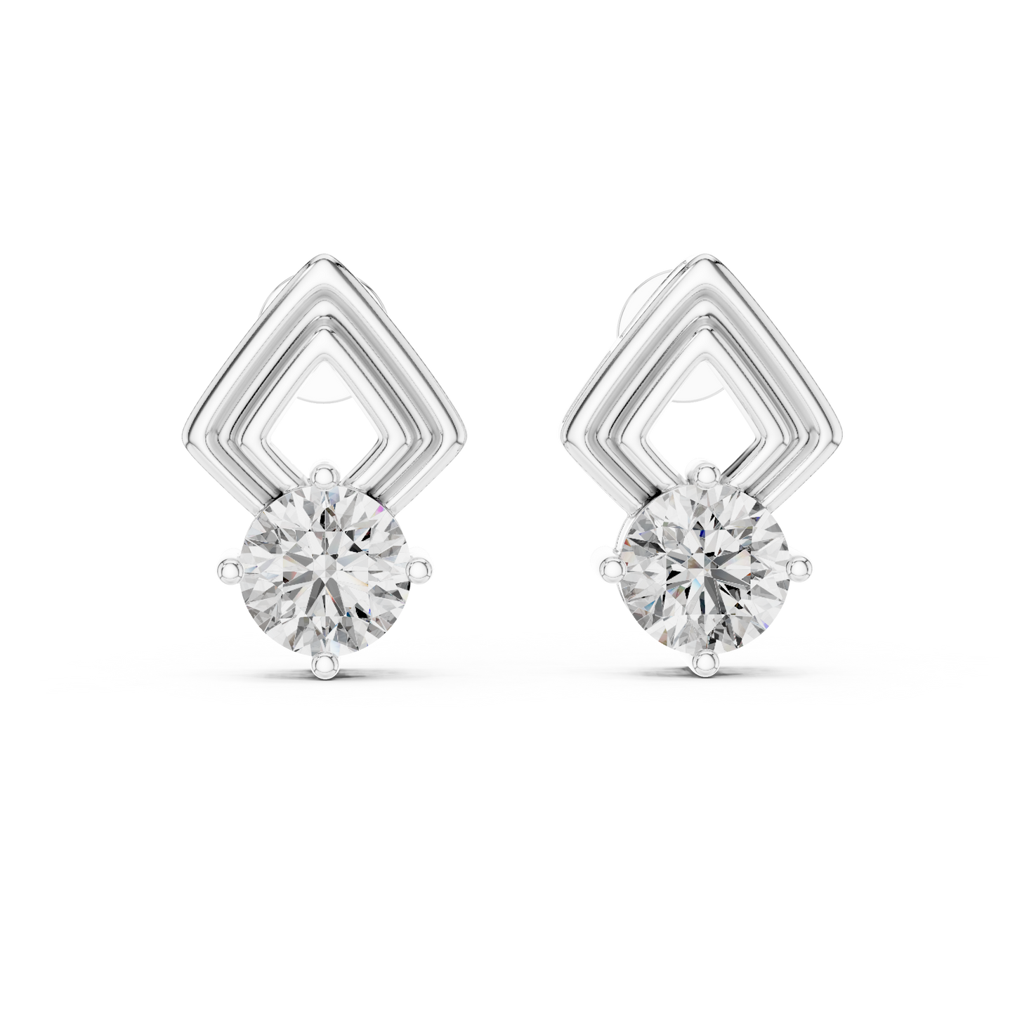 Geometric Chevron Diamond Stud Earrings