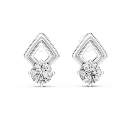 Geometric Chevron Diamond Stud Earrings