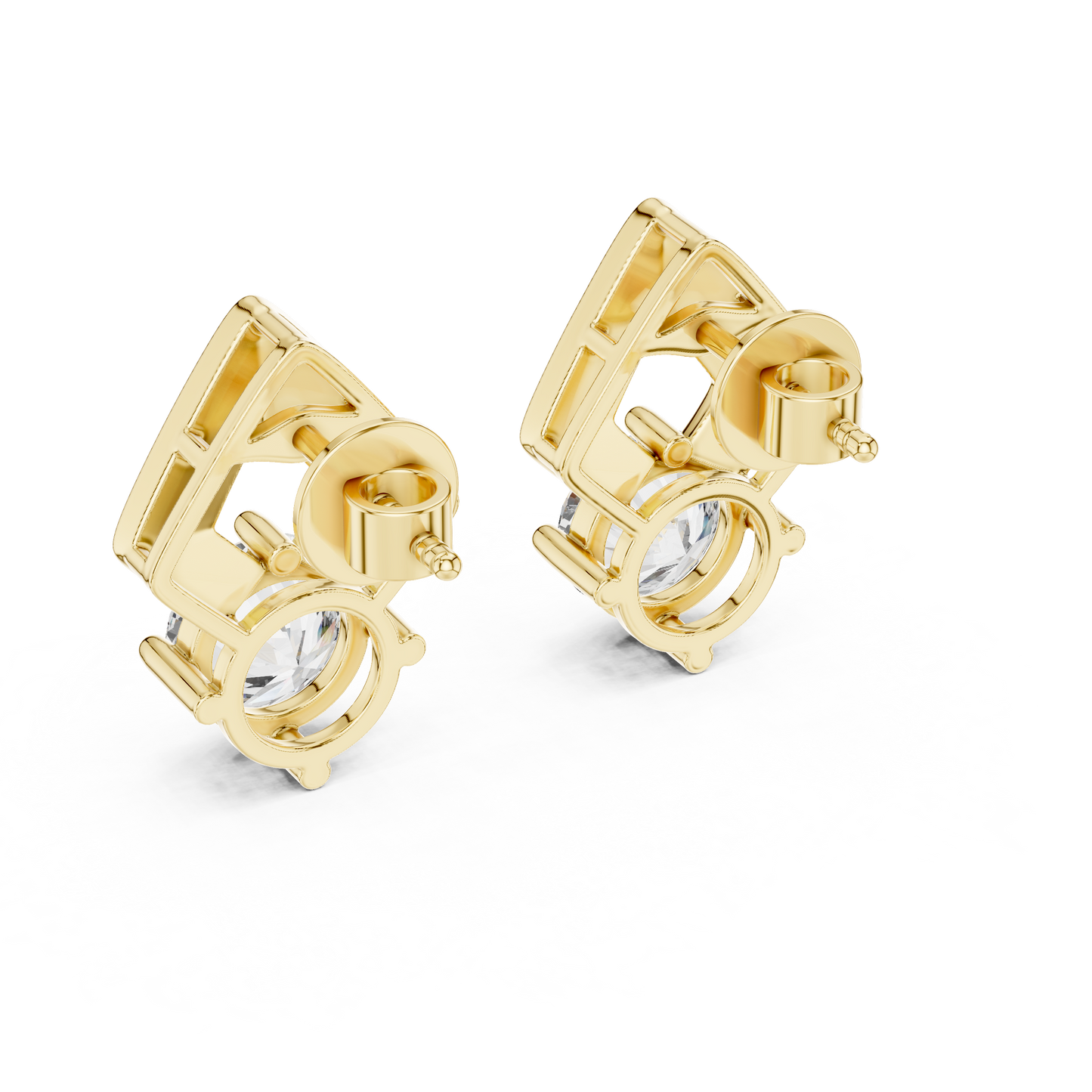 Geometric Chevron Diamond Stud Earrings