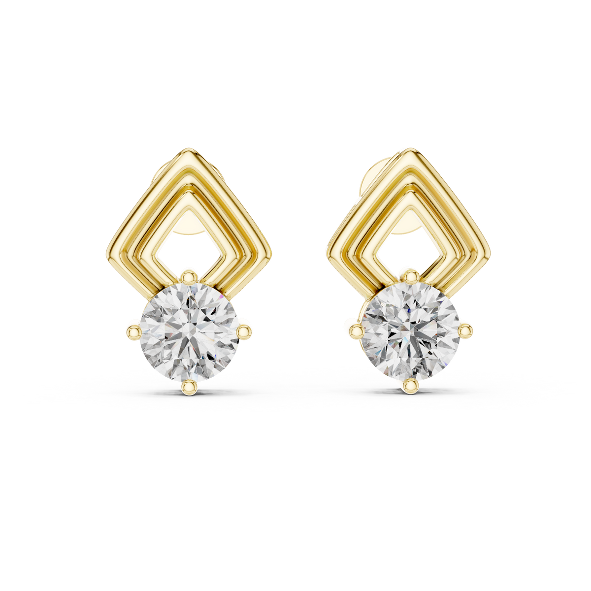 Geometric Chevron Diamond Stud Earrings