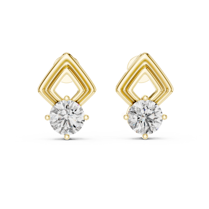 Geometric Chevron Diamond Stud Earrings