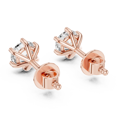 Classic Six-Prong Round Brilliant Cut Diamond Solitaire Stud Earrings