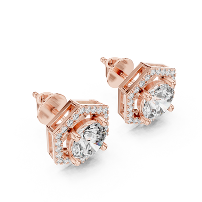 Hexagonal Diamond Floating Halo Studs