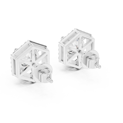 Hexagonal Diamond Floating Halo Studs