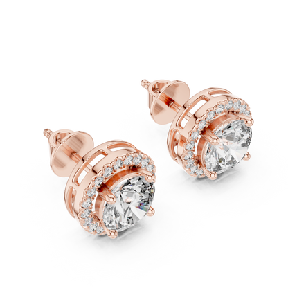 Round Brilliant Diamond Halo Stud Earrings