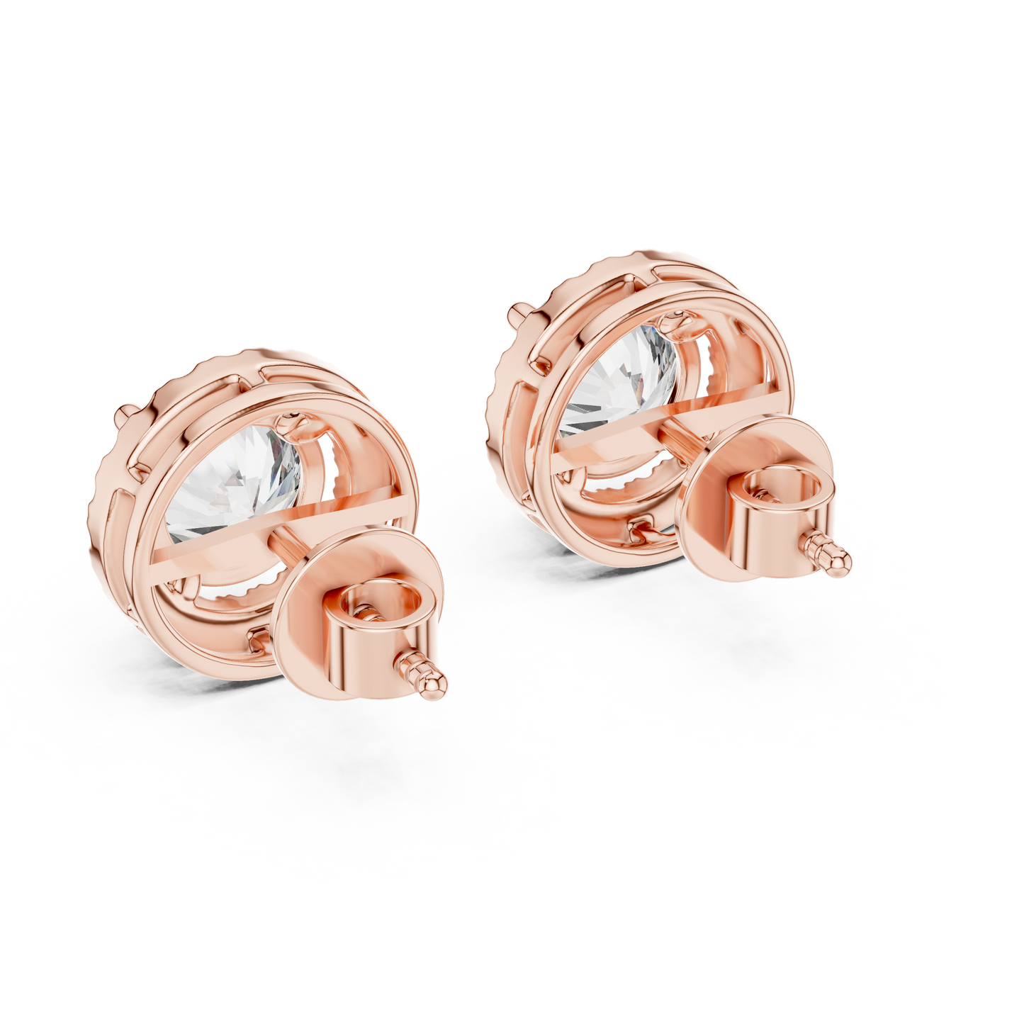 Round Brilliant Diamond Halo Stud Earrings