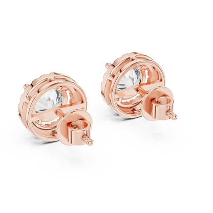 Round Brilliant Diamond Halo Stud Earrings