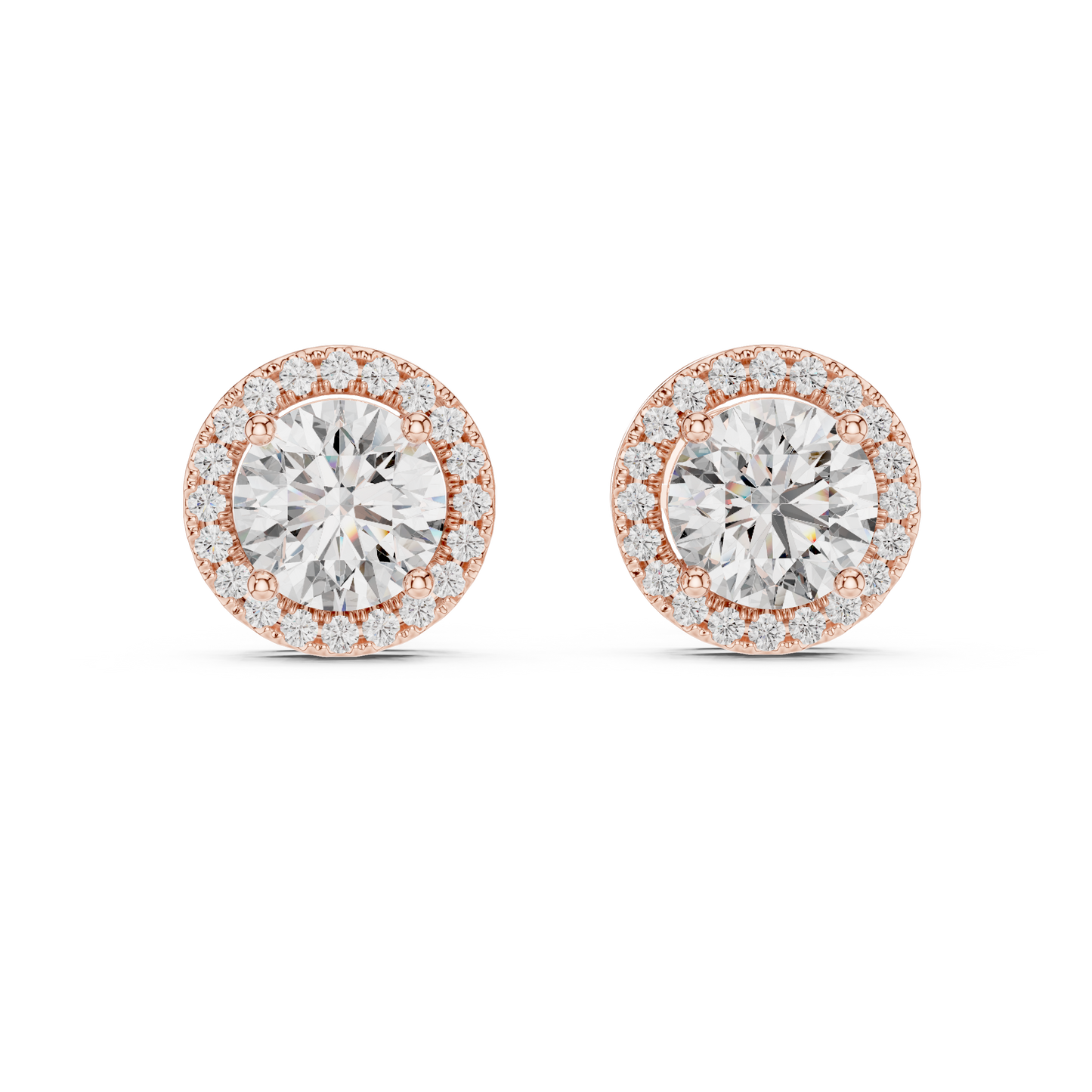 Round Brilliant Diamond Halo Stud Earrings
