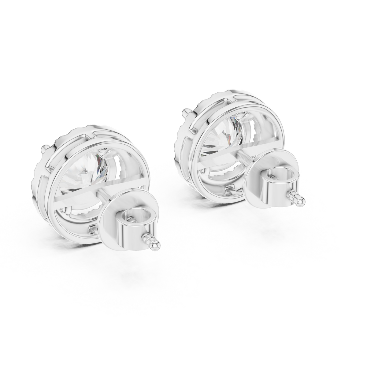 Round Brilliant Diamond Halo Stud Earrings