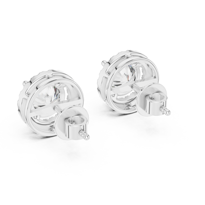 Round Brilliant Diamond Halo Stud Earrings