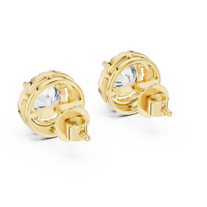 Round Brilliant Diamond Halo Stud Earrings