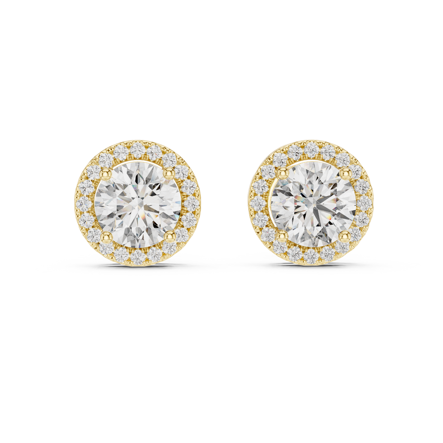 Round Brilliant Diamond Halo Stud Earrings