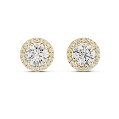 Round Brilliant Diamond Halo Stud Earrings
