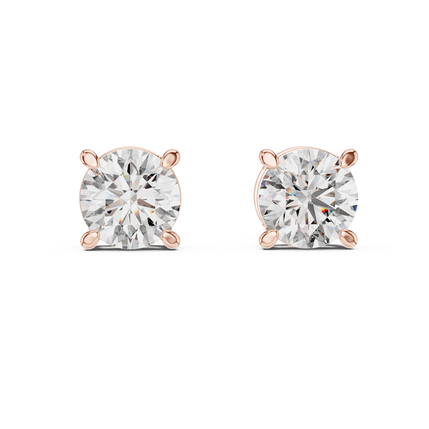 Round Brilliant Diamond Stud Earrings – Classic 4 Prong Solitaire