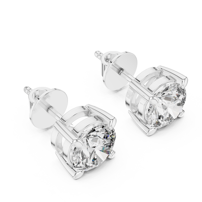 Round Brilliant Diamond Stud Earrings – Classic 4 Prong Solitaire