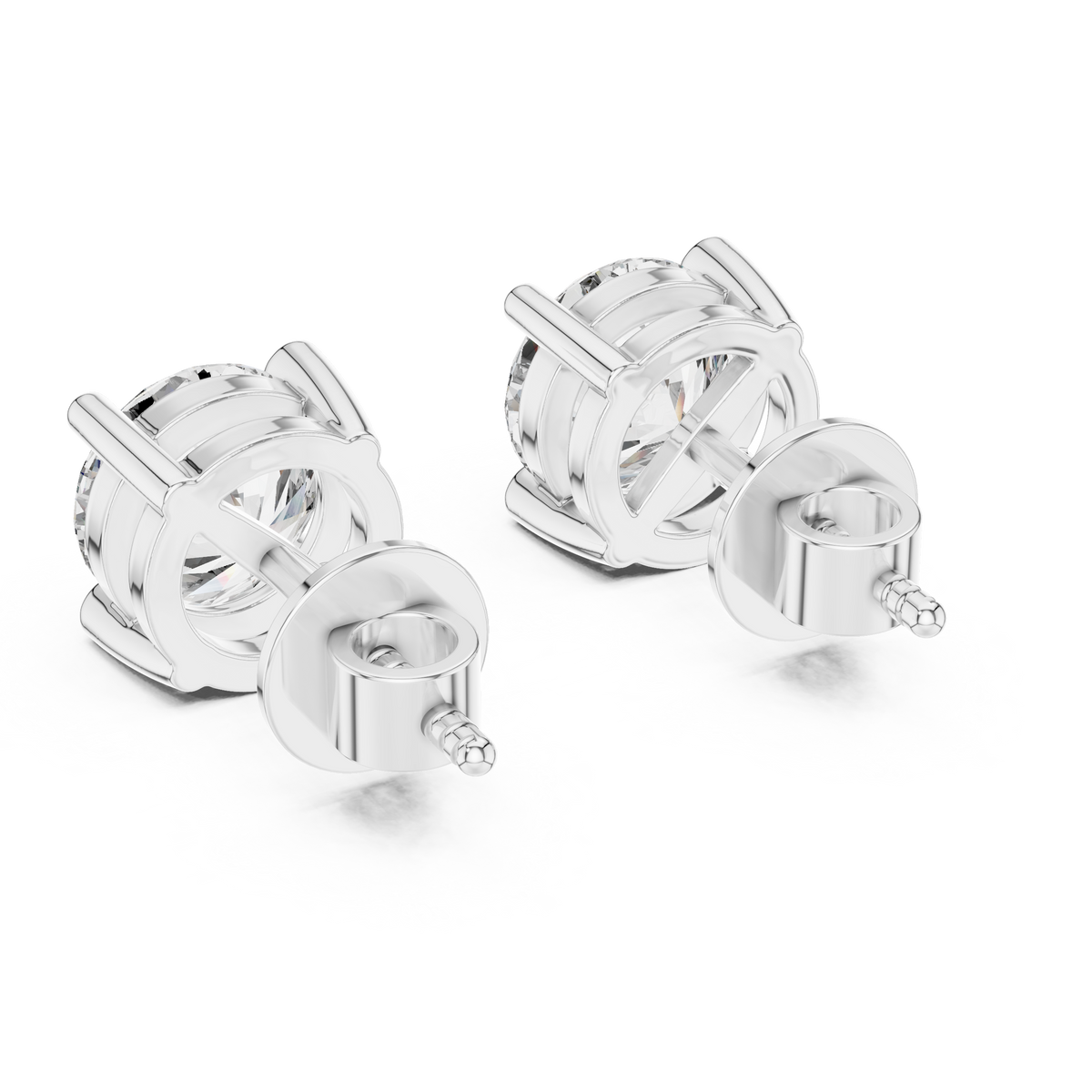 Round Brilliant Diamond Stud Earrings – Classic 4 Prong Solitaire