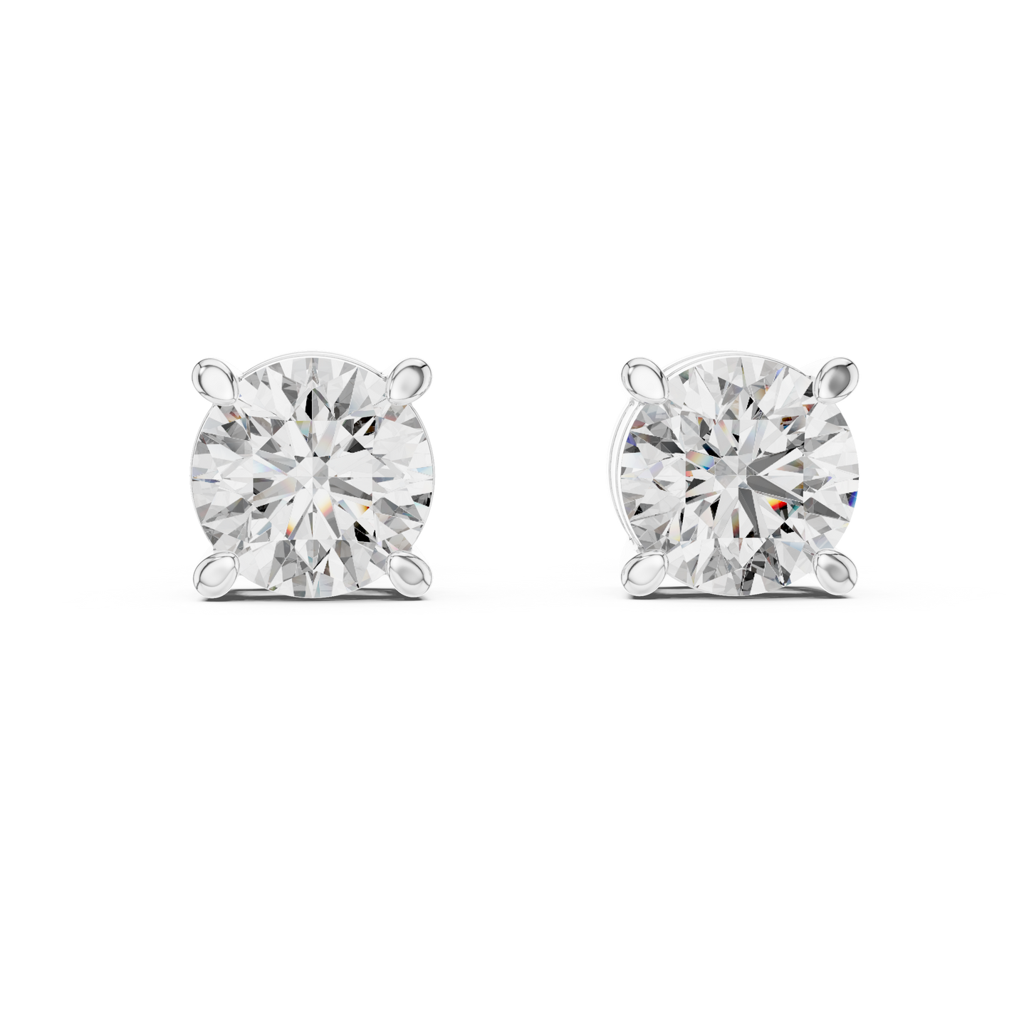 Round Brilliant Diamond Stud Earrings – Classic 4 Prong Solitaire