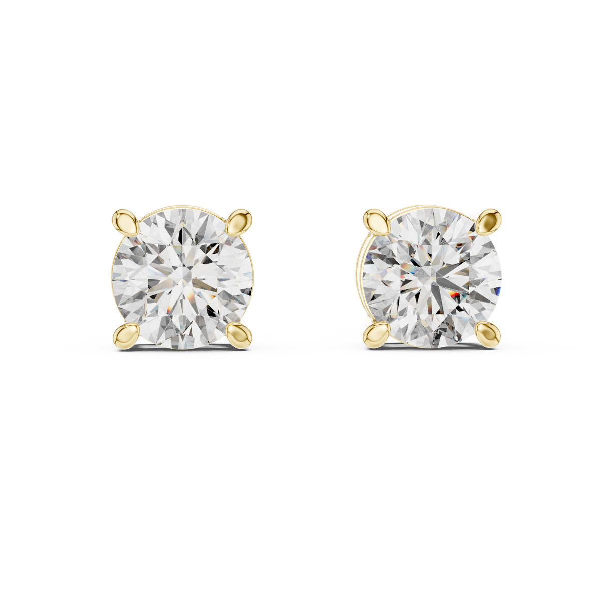 Round Brilliant Diamond Stud Earrings – Classic 4 Prong Solitaire