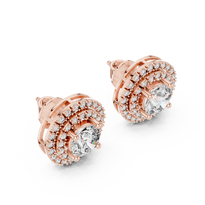 Pear-Shaped Teardrop Diamond Halo Studs