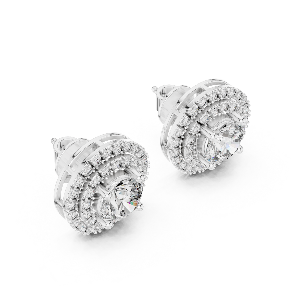 Pear-Shaped Teardrop Diamond Halo Studs