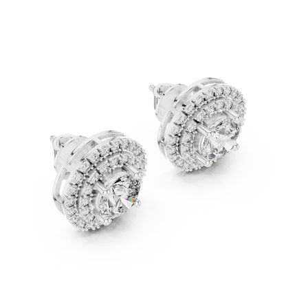 Pear-Shaped Teardrop Diamond Halo Studs