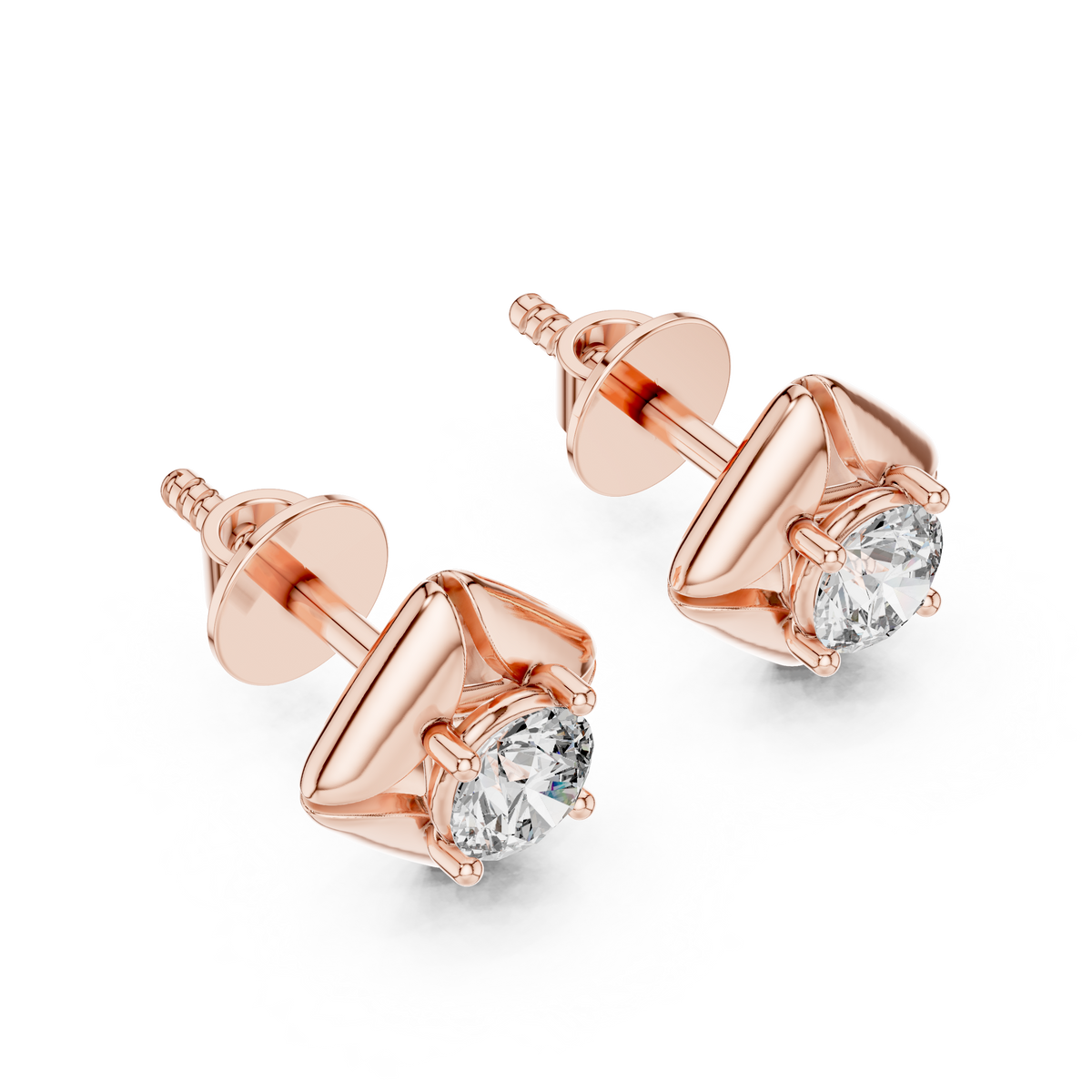 Geometric Rhombus Diamond Halo Studs