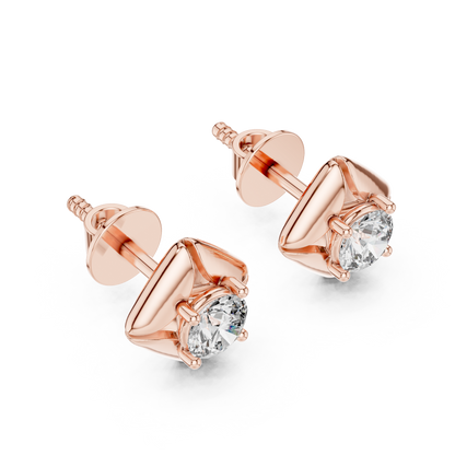 Geometric Rhombus Diamond Halo Studs