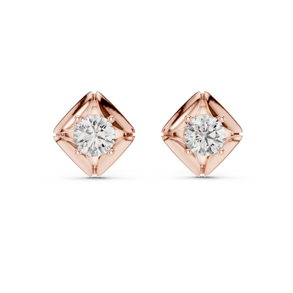 Geometric Rhombus Diamond Halo Studs