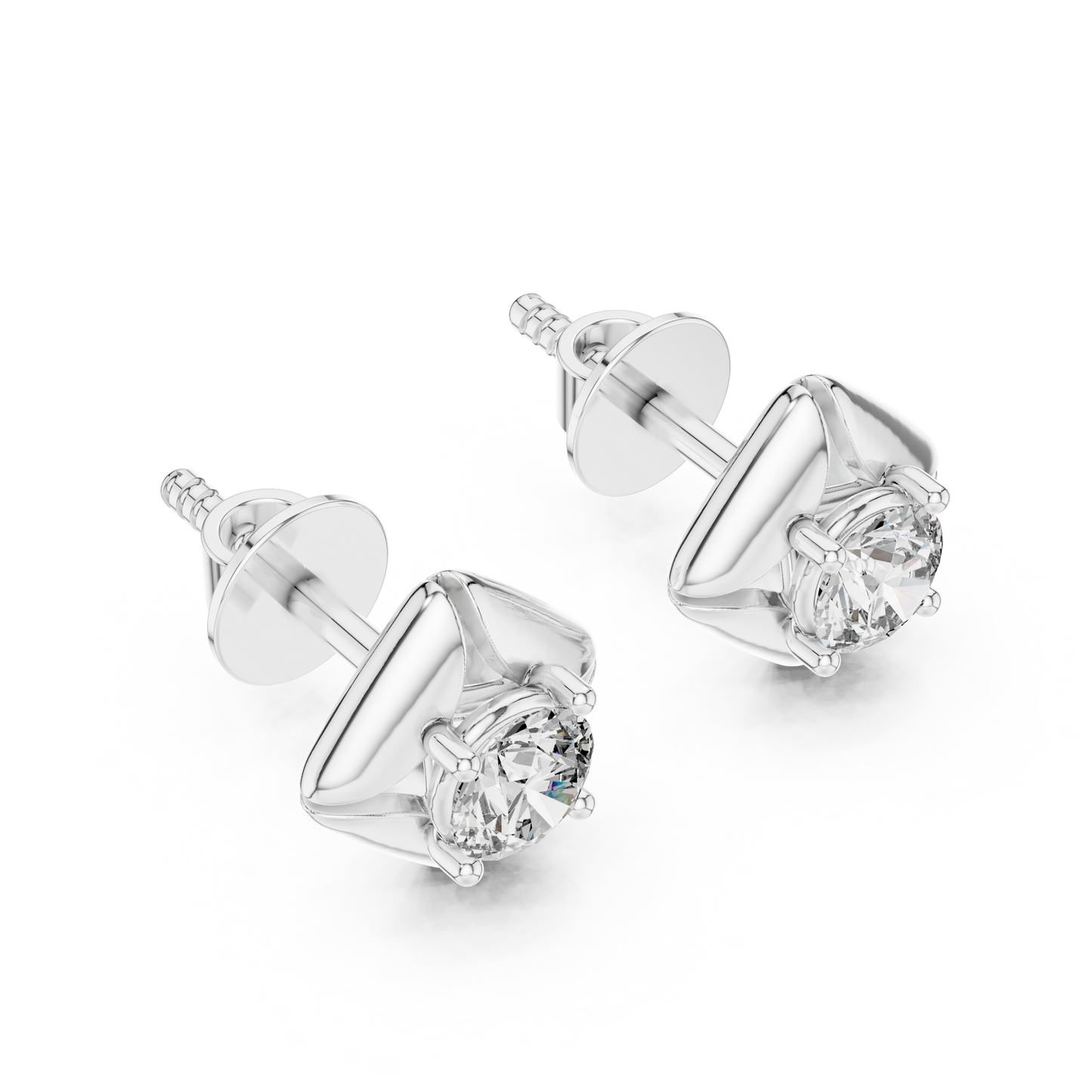 Geometric Rhombus Diamond Halo Studs