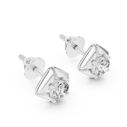 Geometric Rhombus Diamond Halo Studs