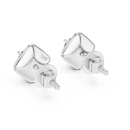 Geometric Rhombus Diamond Halo Studs