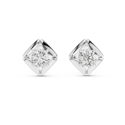 Geometric Rhombus Diamond Halo Studs