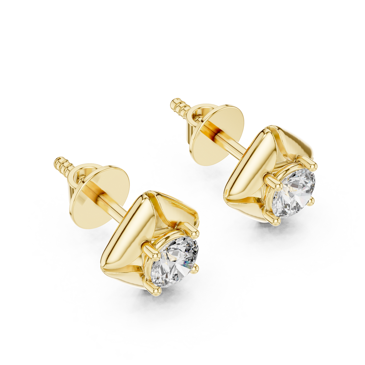 Geometric Rhombus Diamond Halo Studs